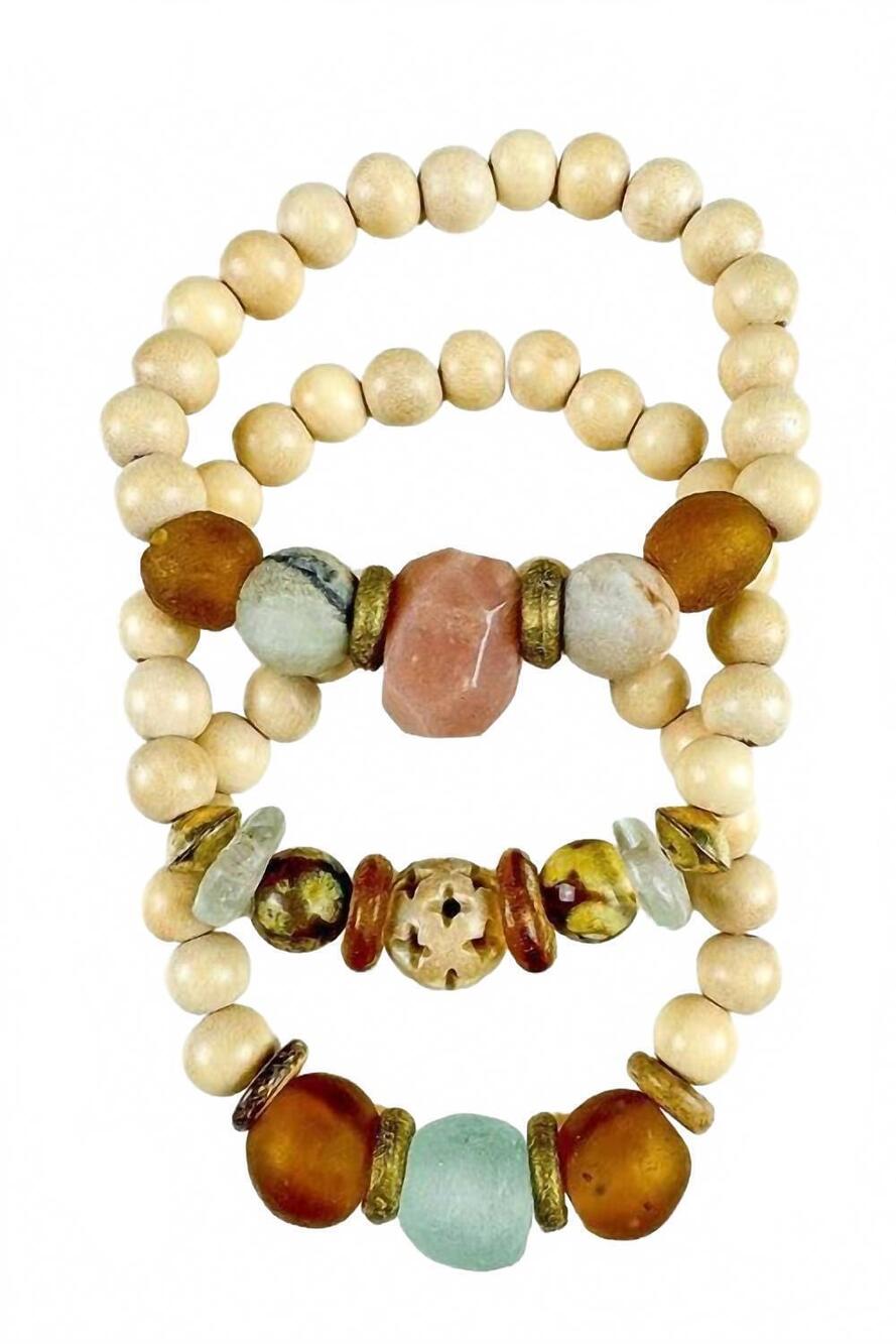 NEW TWINE & TWIG women's trio stack bracelet set in harvest